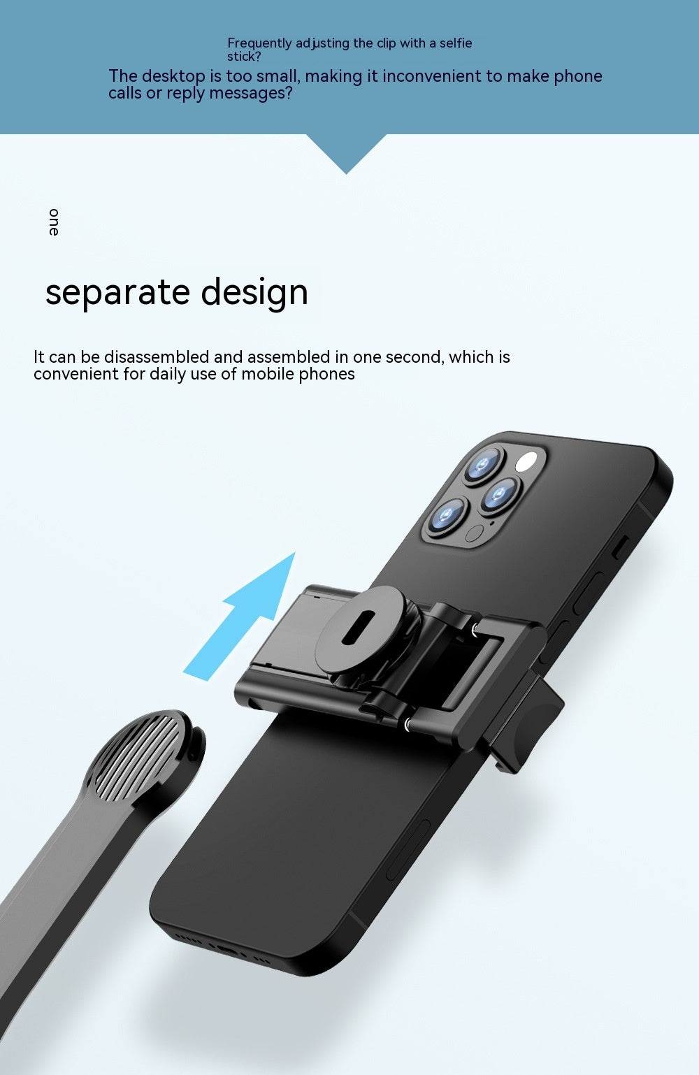 Detachable Desktop Stand Bluetooth Selfie Stick Remote