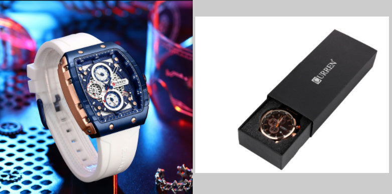 Men’s Sports Quartz Watch Six-Pin Tape Strap – Multiple Color Shells