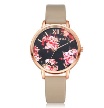 Rose Gold Leather Strap Women Watch Quartz Love Heart Dial