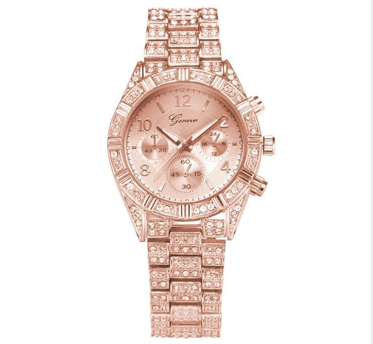 Women Crystal Quartz Analog Wrist Watch Stainless Steel