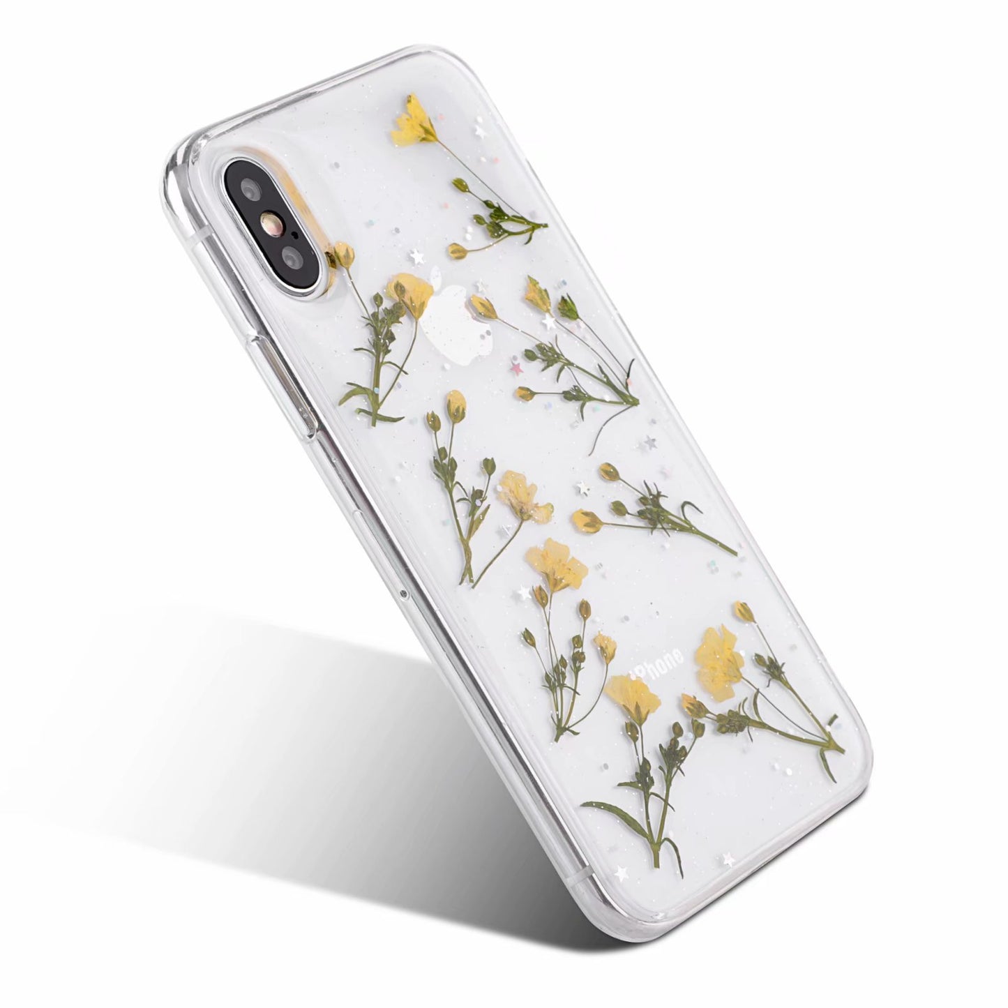 Real Flower Iphone Case Transparent TPU Anti Drop Cover