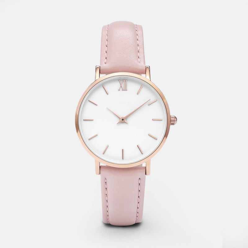 Quartz Watch PU Leather Strap Alloy Case 35.5mm 19mm Band