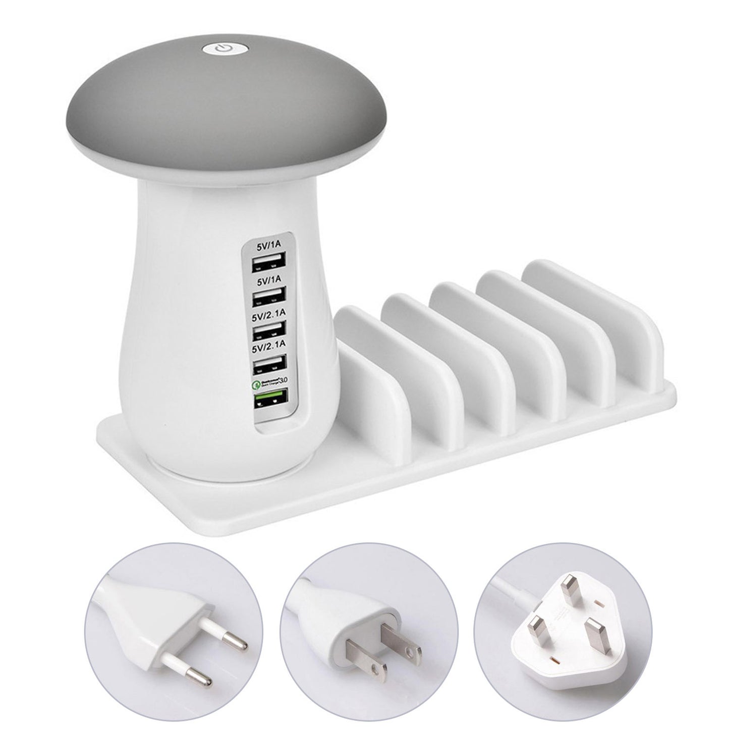 Besegad Mushroom LED USB Charging Dock Station 5 Port