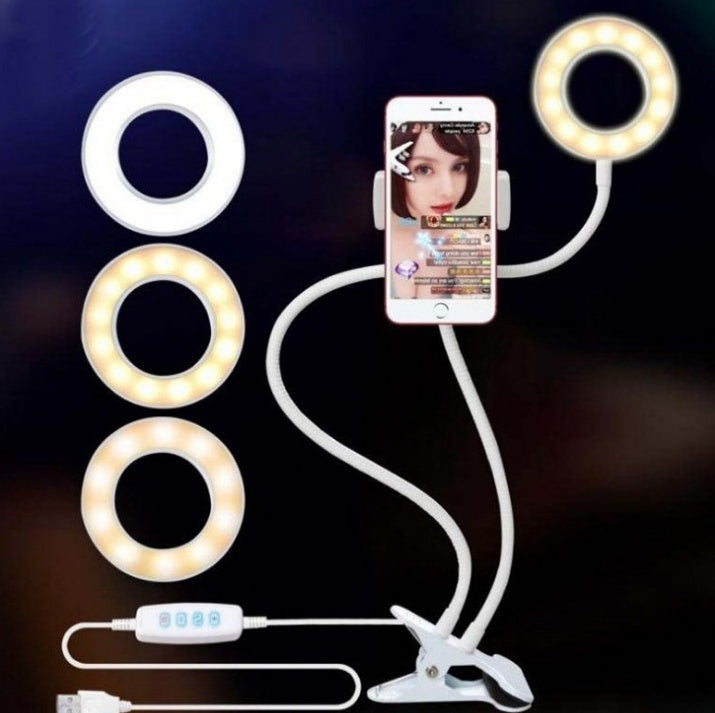 LED Selfie Ring Light With 8cm Stand Adjustable Brightness