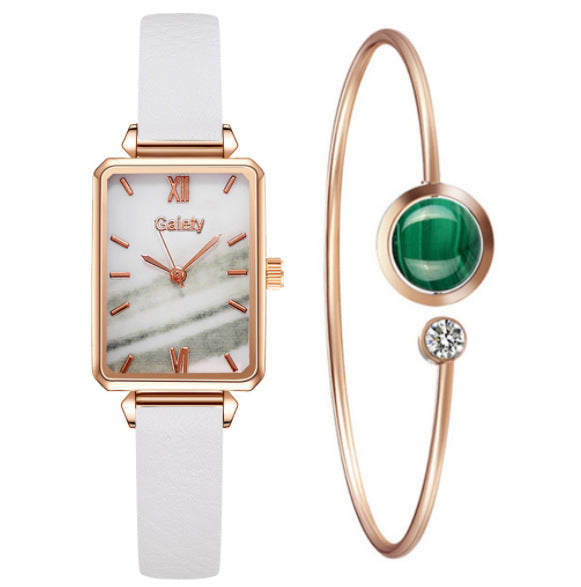 Retro Temperament Square Womens Watch Malachite Green
