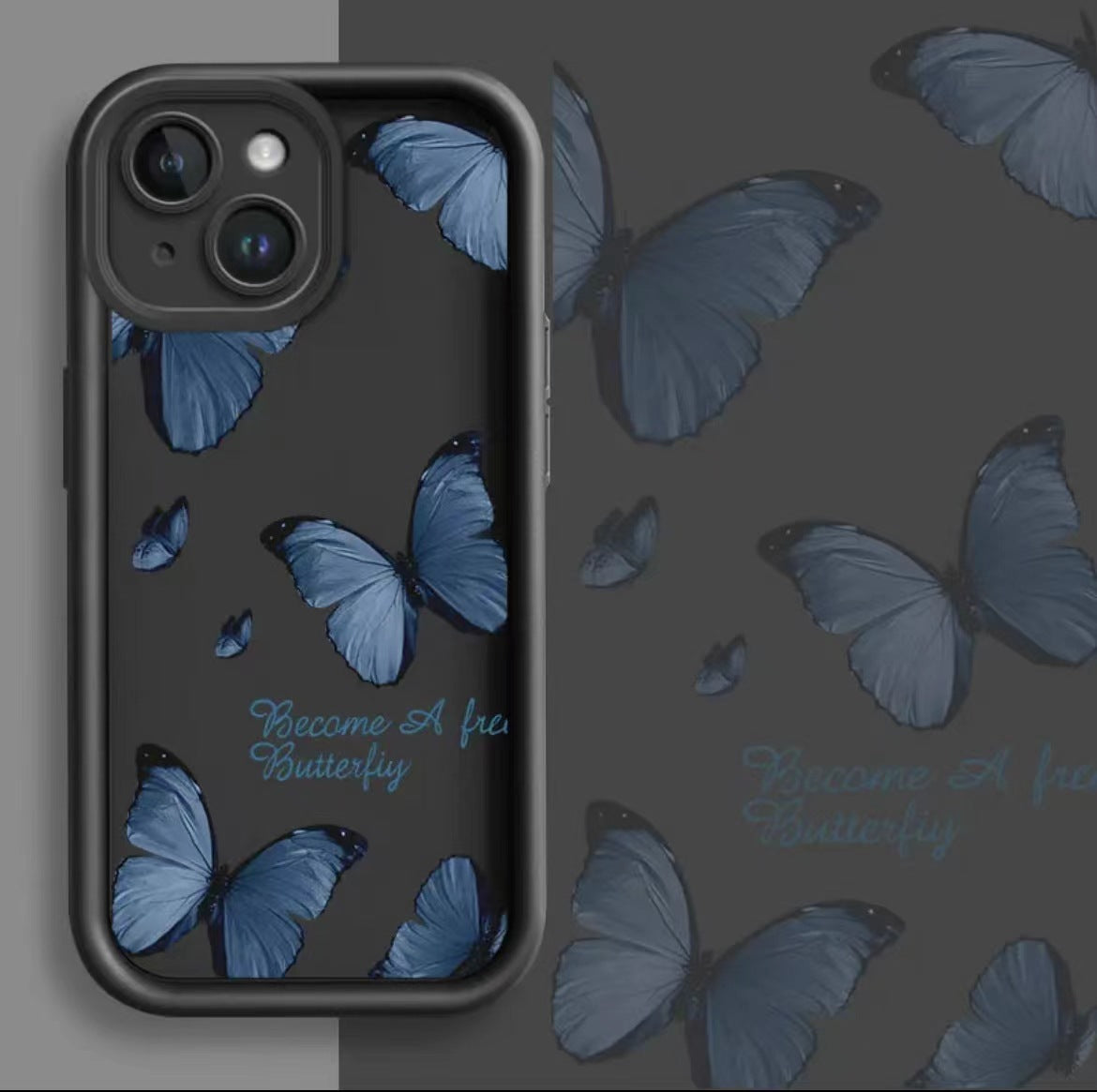 Blue Butterfly Edging Case For IPhone Drop Resistant