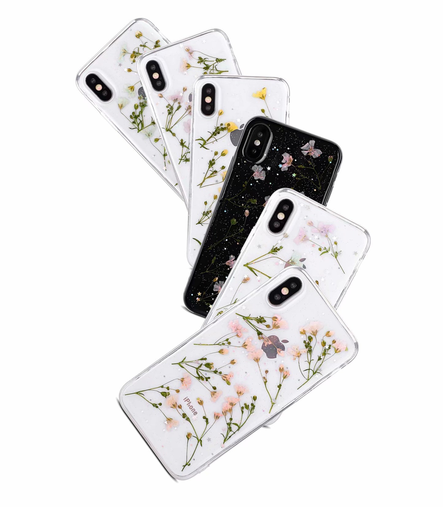 Real Flower Iphone Case Transparent TPU Anti Drop Cover