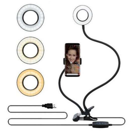 LED Selfie Ring Light With 8cm Stand Adjustable Brightness