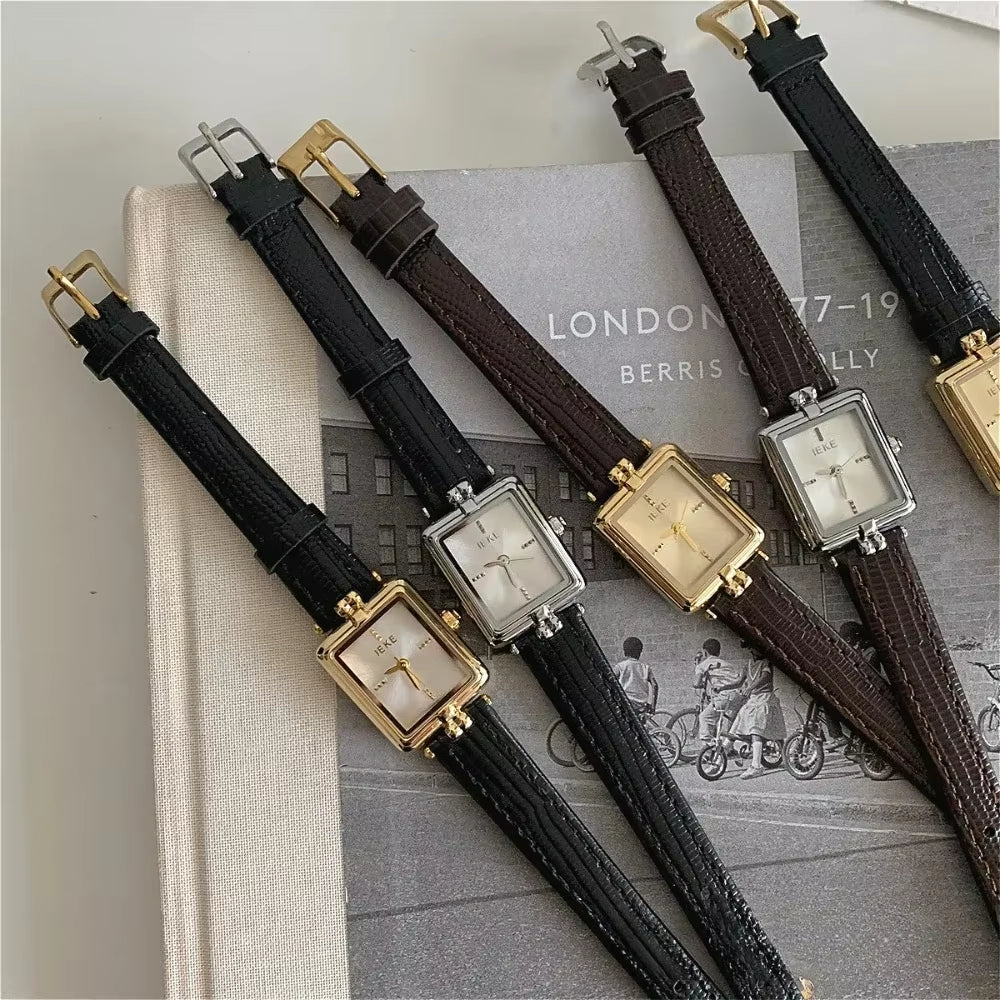 Temperament Square Watch Women'S Genuine Leather High End Watches Light Luxury Korean Ins Niche Design Quartz Women'S Watch