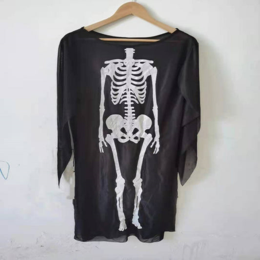 Halloween Skeleton Costume Makeup Outfit Scary Skull Party Ball Clothing