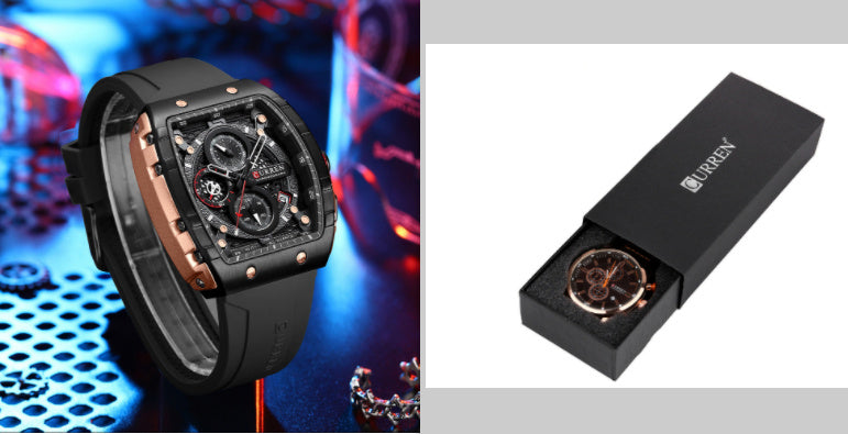 Men’s Sports Quartz Watch Six-Pin Tape Strap – Multiple Color Shells