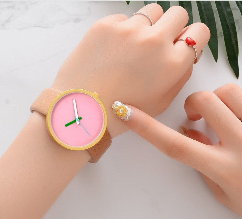 Gray PU Leather Quartz Watch for Women Casual Wrist Watch