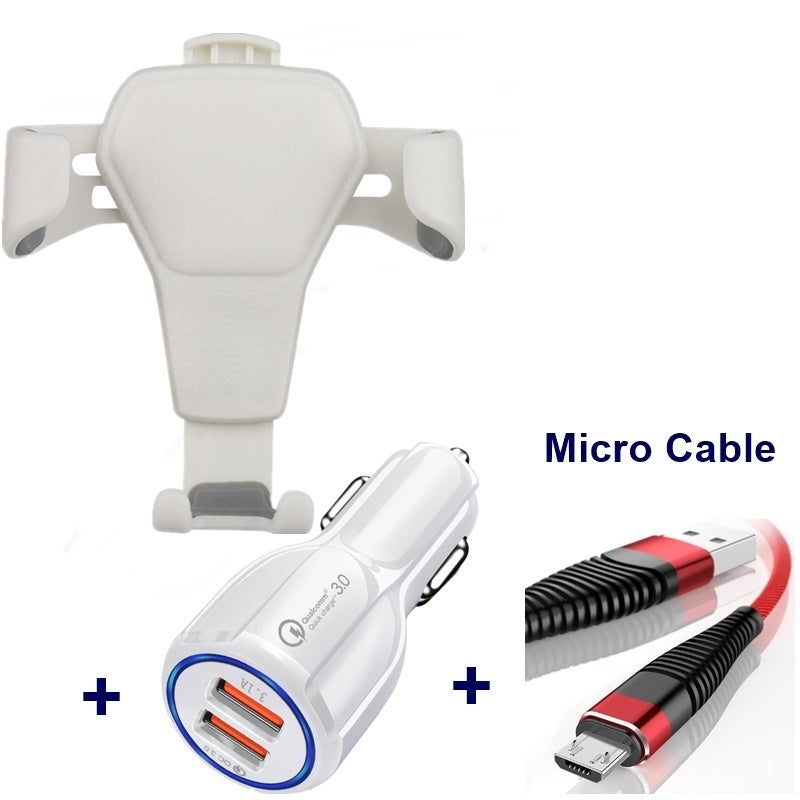 Leather Grain Gravity Mobile Phone Car Holder Black