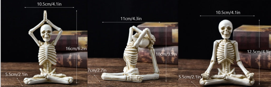 Halloween Resin Yoga Skeleton Skull Horror Desktop Decoration Ornament