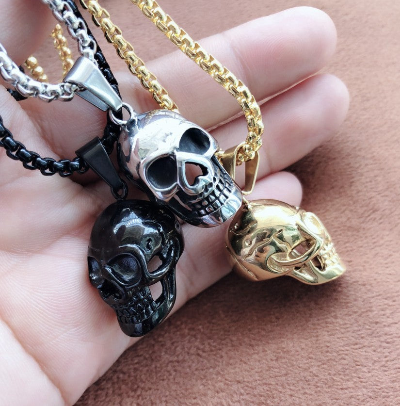 Halloween Skull Necklace Men Punk Style Titanium Steel Pendant Fashion Accessory