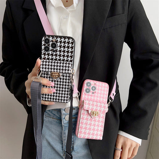 Cross Body Lanyard Phone Case for iPhone Black Pink