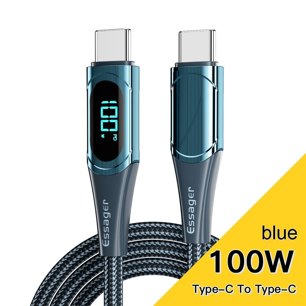 Dual Type C Cable 100W Fast Charge With E Marker Display