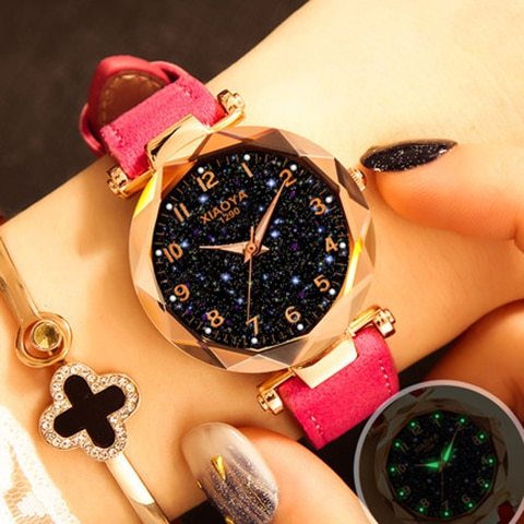 Star Sky Rose Gold Women Quartz Luxury Wristwatch 35mm Dial