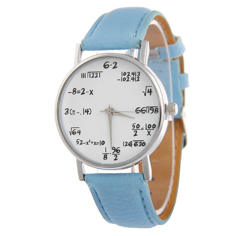 Equation Watch PU Strap Plastic Case Round Dial Colors