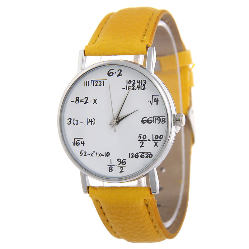 Equation Watch PU Strap Plastic Case Round Dial Colors