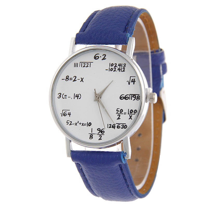 Equation Watch PU Strap Plastic Case Round Dial Colors