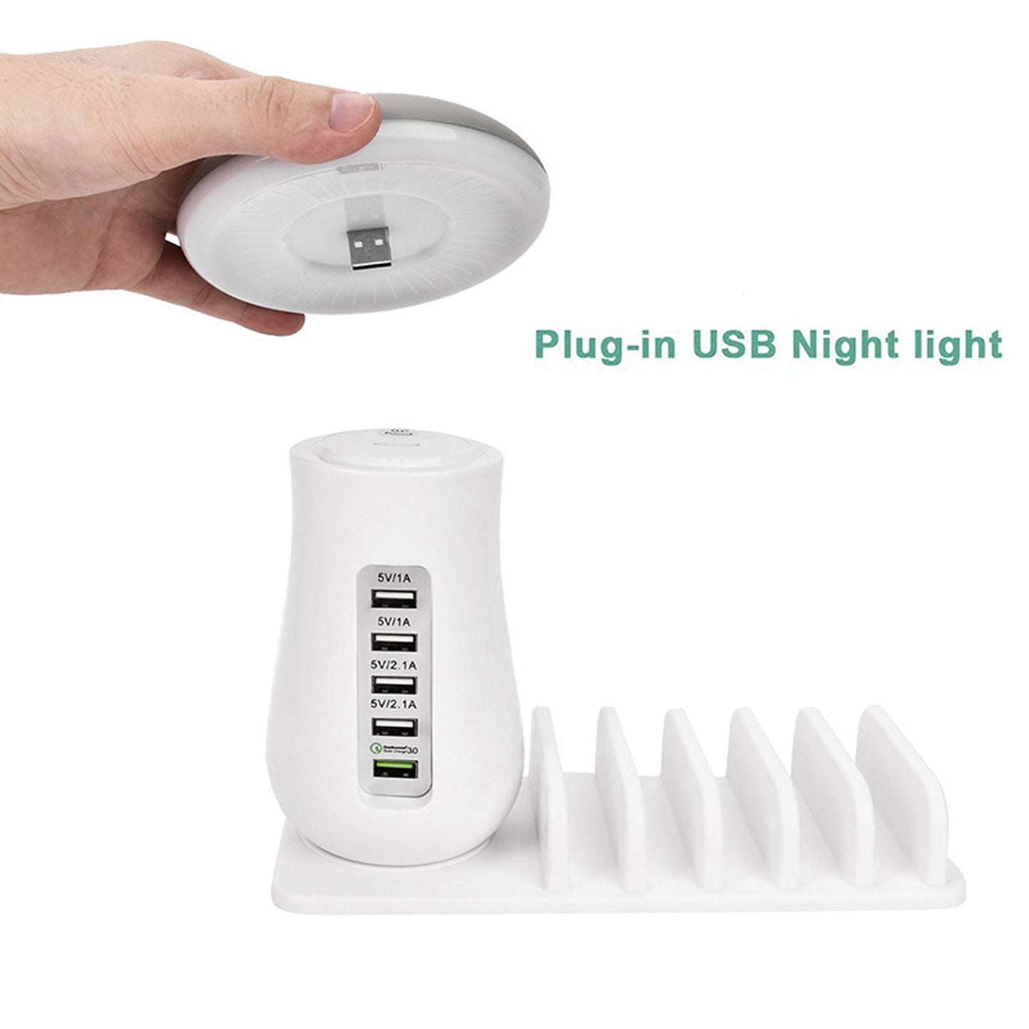 Besegad Mushroom LED USB Charging Dock Station 5 Port