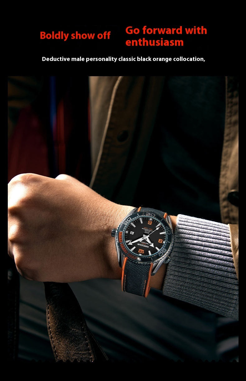 Mechanical Hollow Watch for Men – Luminous Dial & Transparent Back