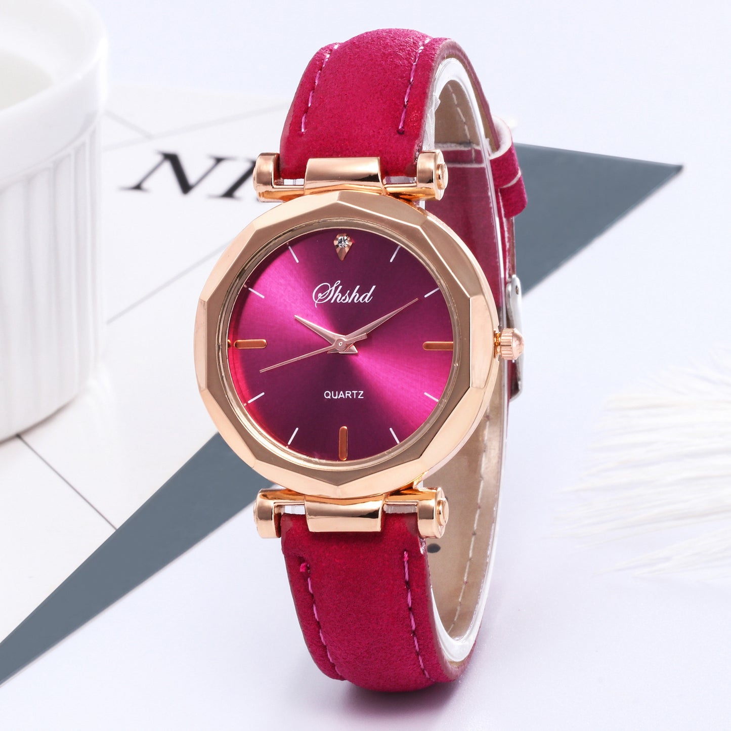 Ladies Casual Watches Korean Style White Dial Strap