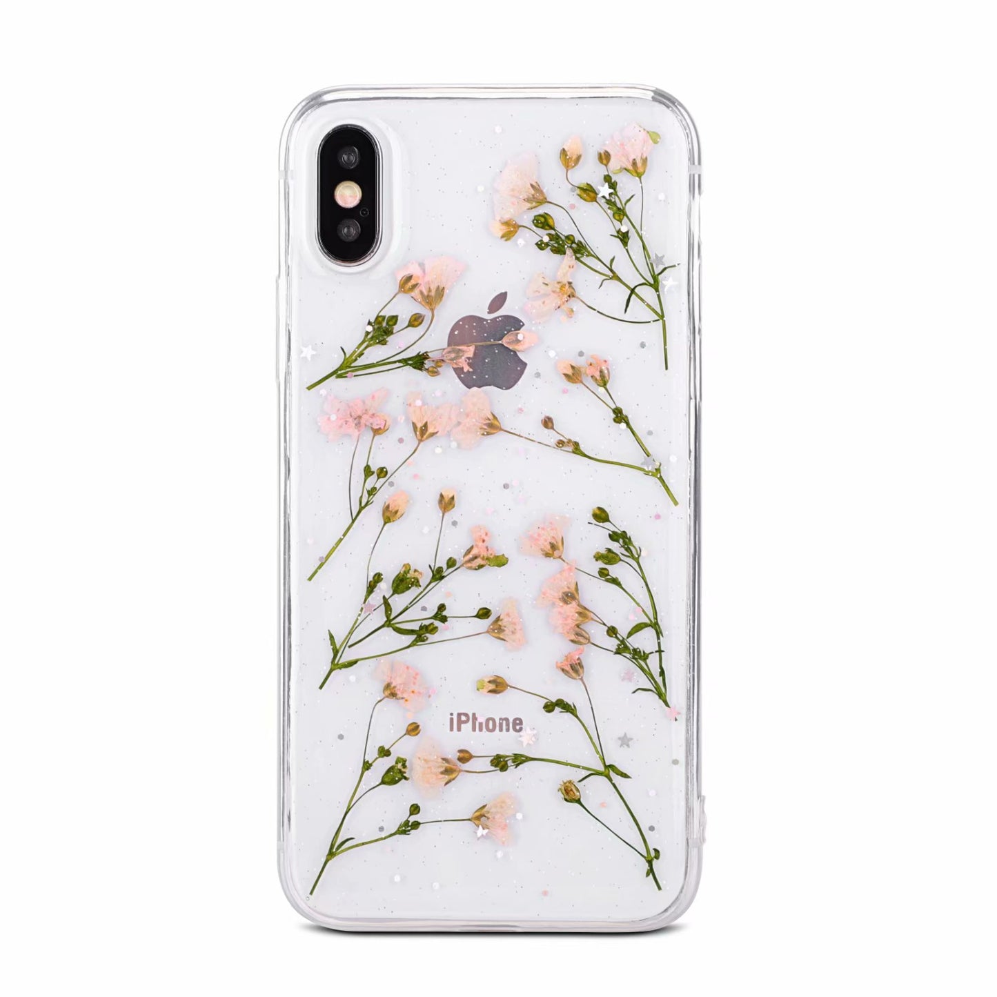 Real Flower Iphone Case Transparent TPU Anti Drop Cover