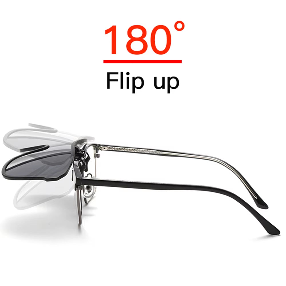 Oversized Polarized Clip-On Sunglasses Flip Up TR90 Free Shipping Includes Case