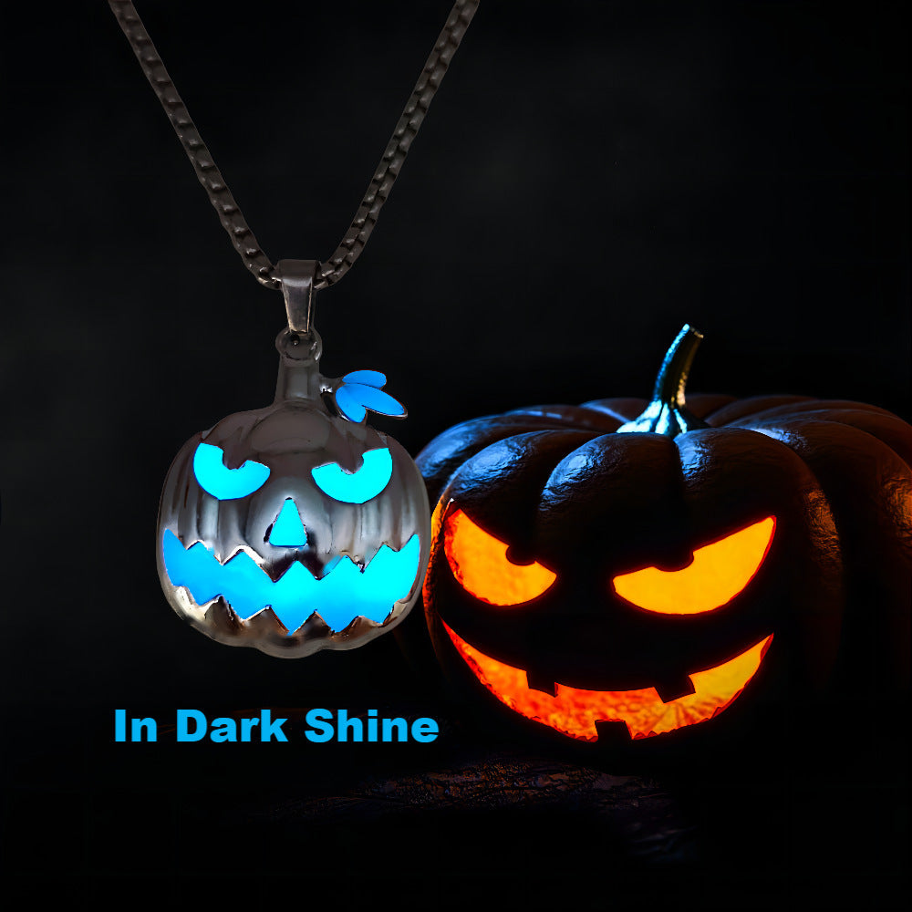 Halloween Pumpkin Pendant Necklace Luminous Ghost Festival Jewelry Accessories