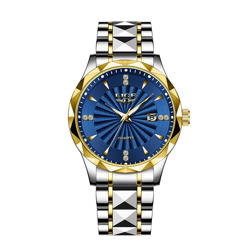 Luxury Men's Waterproof Stainless Steel Quartz Watch with Luminous Features and Calendar Function