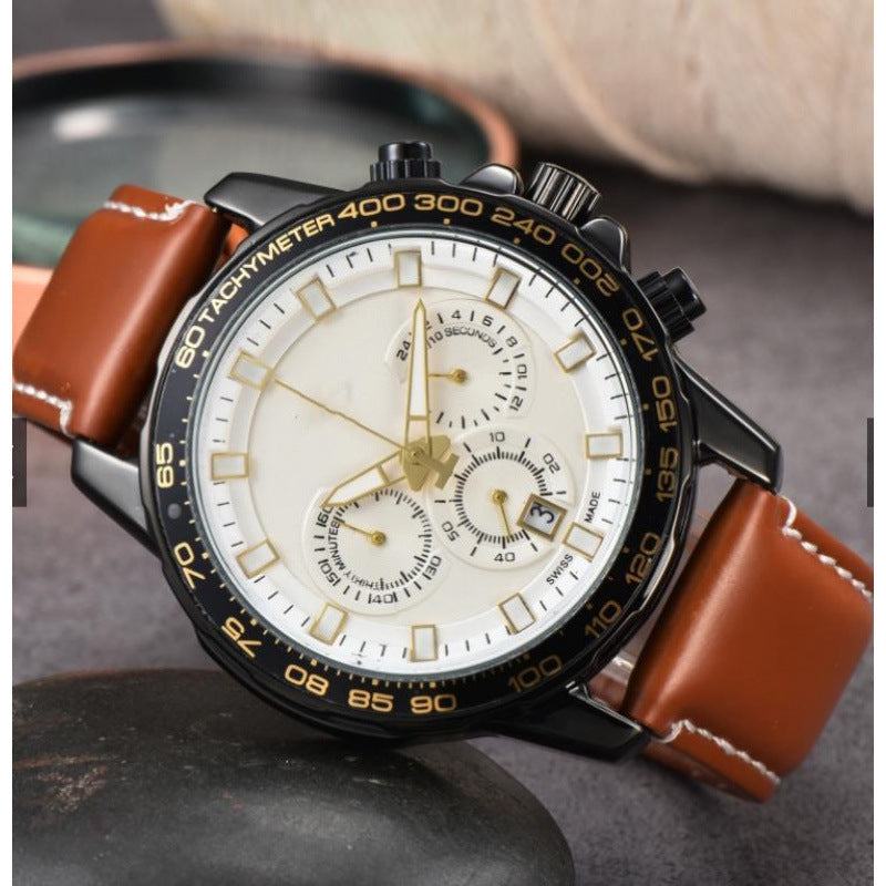 Men’s Day-Date Leather Strap Quartz Watch – Multiple Colors Styles