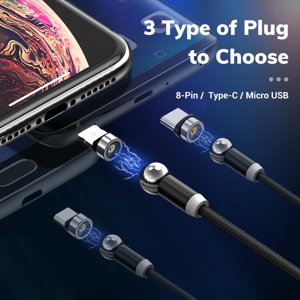 Spherical Magnetic Charging Cable With 360 Degree Rotation