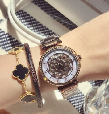 Time To Run Ladies Quartz Diamond Alloy Watch Waterproof