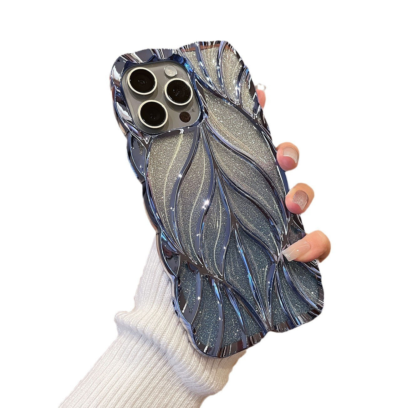 3D Leaves Gradient TPU Phone Case Shockproof Cover for iPhone 11–15 Pro Max Plus