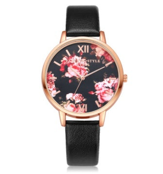 Rose Gold Leather Strap Women Watch Quartz Love Heart Dial