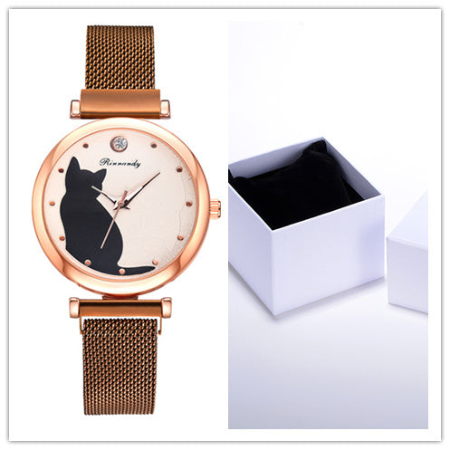 Women's Cat Watch Bracelet Set Fashion Quartz Timepiece