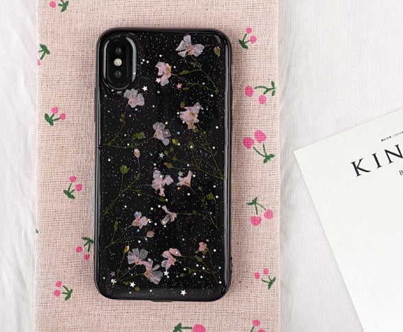 Real Flower Iphone Case Transparent TPU Anti Drop Cover