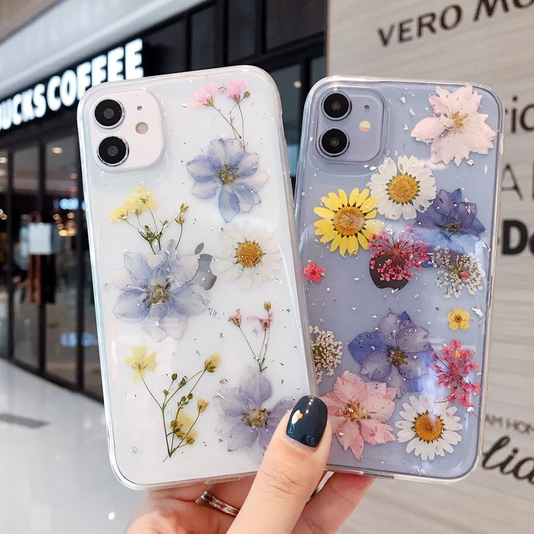 Real Flower Dried Flower TPU Phone Case Soft Shell