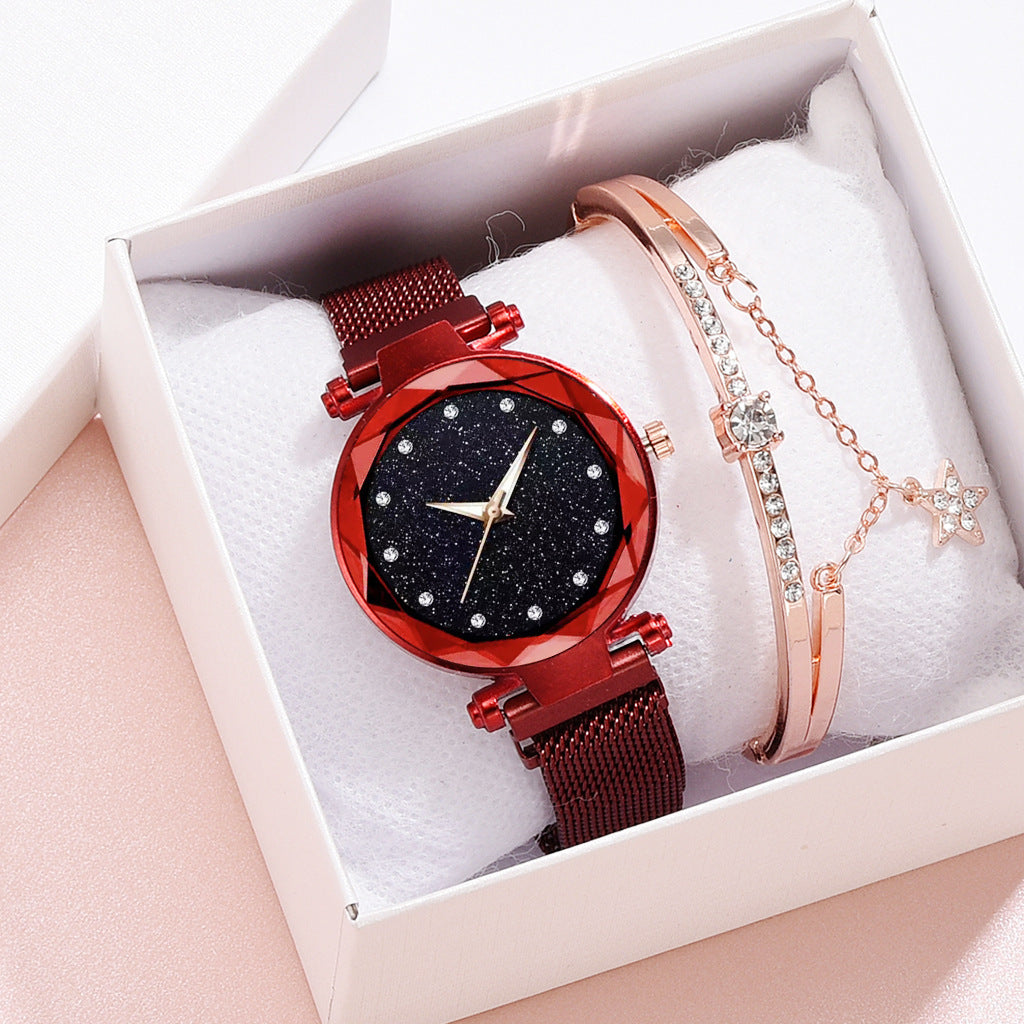 Luxury Women Watch Set With Bracelet Elegant Starry Sky