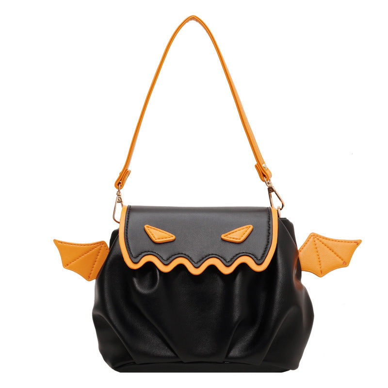 Halloween Pumpkin Crossbody Bag Bold Winged Design Women’s Custom Fit Purse
