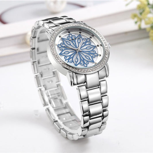 Women's Diamond Quartz Watch With Steel Band Business