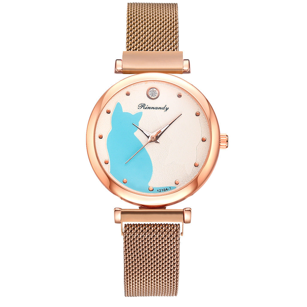 Women's Cat Watch Bracelet Set Fashion Quartz Timepiece