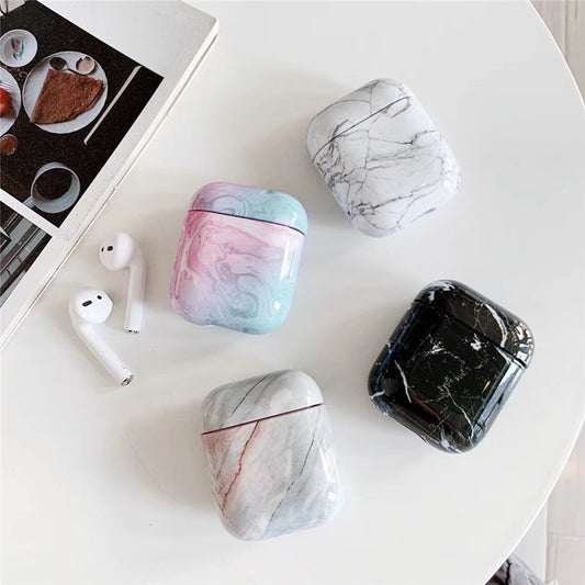 White Marble AirPods Case Compatible Apple Earphones