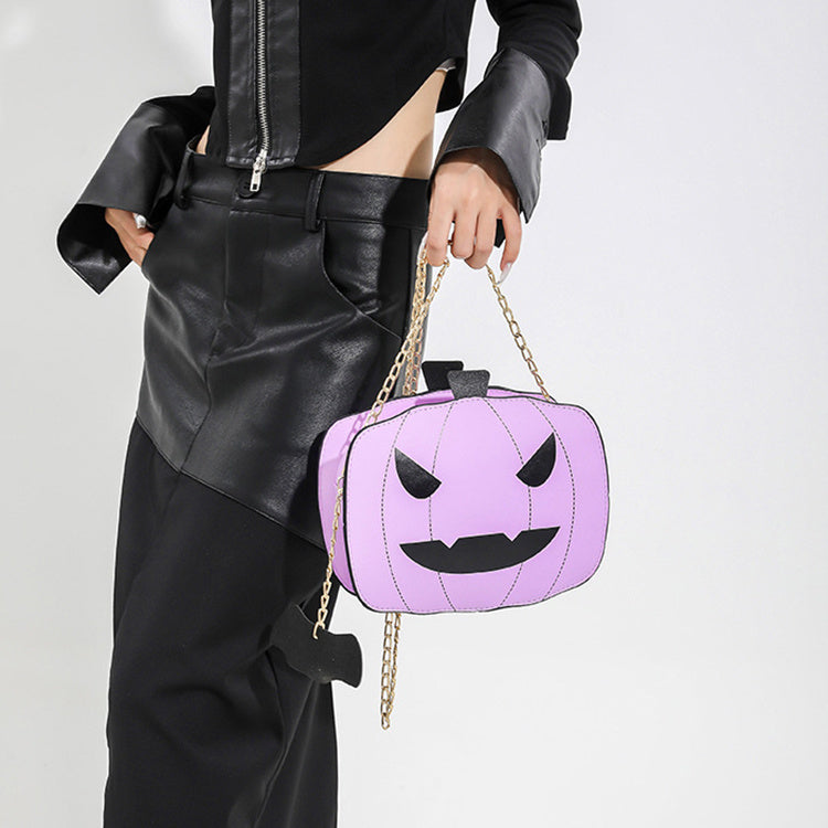 Women’s Halloween Pumpkin Shoulder Bag Cartoon Chain Crossbody Funny Creative Purse