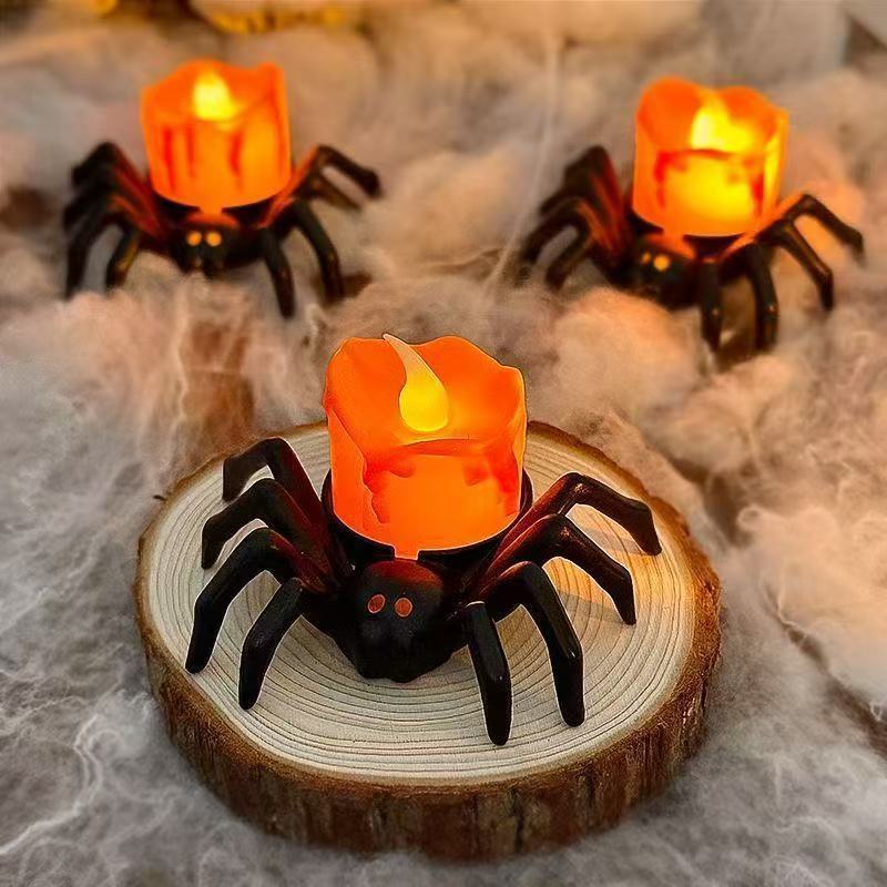 Halloween Pumpkin Spider Candle Light Spooky Party Decoration Props