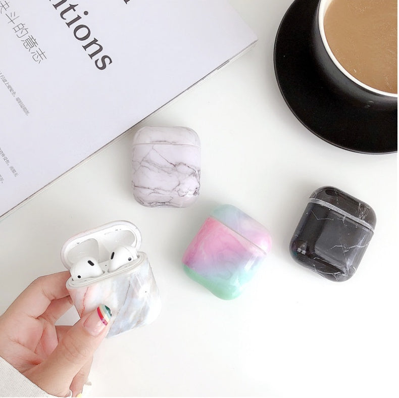 White Marble AirPods Case Compatible Apple Earphones