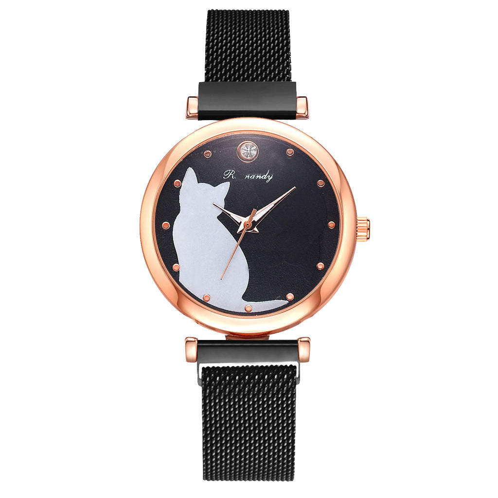 Women's Cat Watch Bracelet Set Fashion Quartz Timepiece