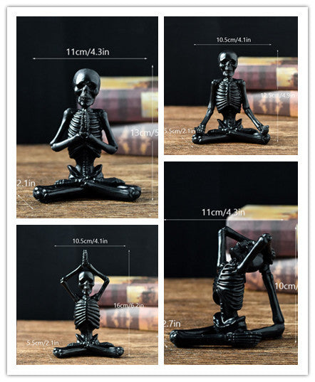 Halloween Resin Yoga Skeleton Skull Horror Desktop Decoration Ornament